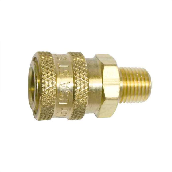 Interstate Pneumatics 1/4 Inch Straight Through Brass Coupler x 1/4 Inch Male NPT (no valve), PK 6 CNV441B-D6 - main